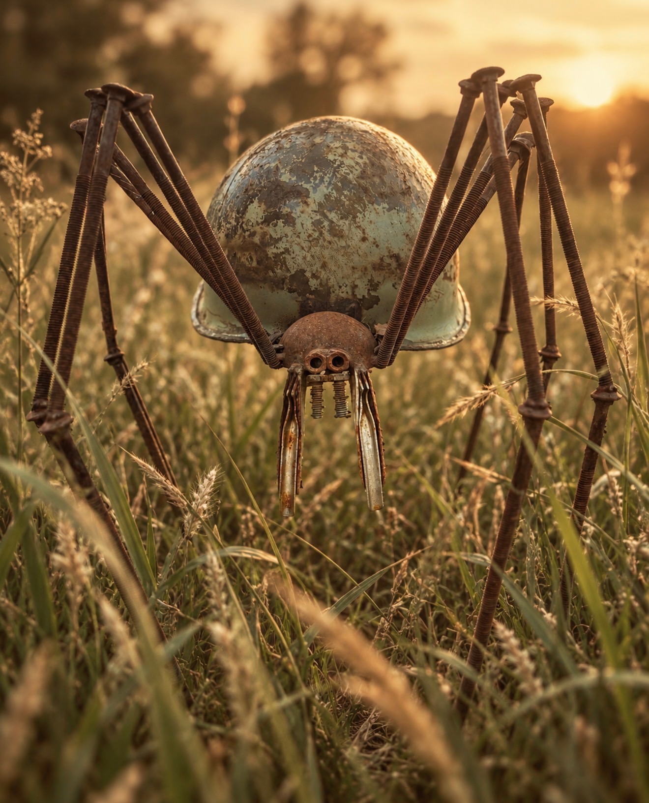 Fred Conlon Helmet Spider Sculpture